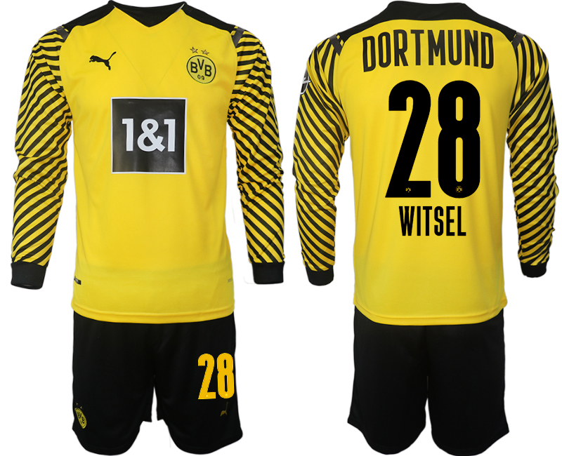 Cheap Men 2021-2022 Club Borussia Dortmund home yellow Long Sleeve 28 Soccer Jersey